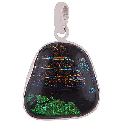 Dichroic Glass 925 Sterling Silver Pendant - R101155-32