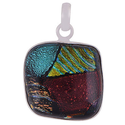 Gorgeous Plain With Colorful Gemstone Dichroic Glass Fancy Shape 925 Sterling Solid Silver Pendant - R101155-81