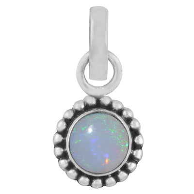 Beautiful Rawa Work Around Ethiopian Opal Round Shape 925 Sterling Solid Silver Pendant - R101158-42