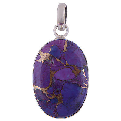Stunning Stone Purple Copper Turquoise Oval Shape 925 Sterling Solid Silver Pendant - R101178-222