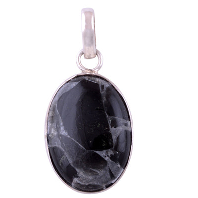 Mohave Zinc Black Onyx 925 Sterling Silver Pendant - R101191-1