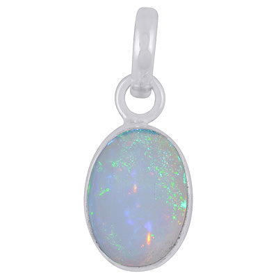 Plain Collet Natural Ethiopian Opal Oval Shape 925 Sterling Solid Silver Pendants - R101223-92