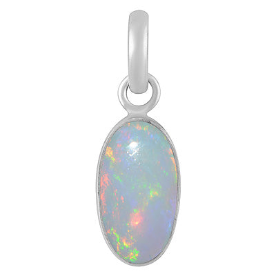 Plain Collet Natural Ethiopian Opal Oval Shape 925 Sterling Solid Silver Pendants - R101223-94