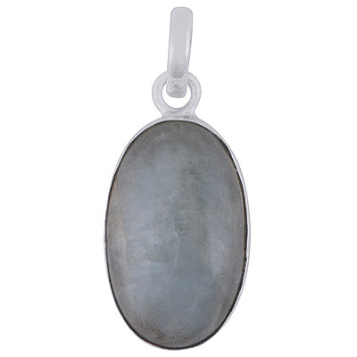 Gorgeous Plain Aquamarine Oval Shape 925 Sterling Solid Silver Pendant - R101232-110