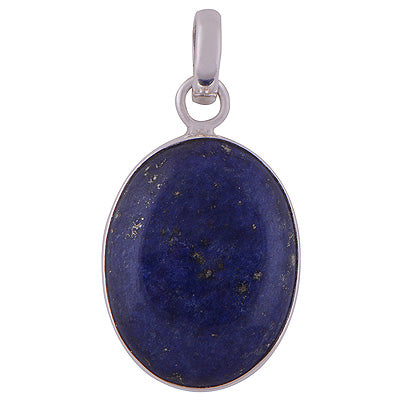 Gorgeous Plain Seated Lapis Oval Shape 925 Sterling Solid Silver Pendant - R101280-55