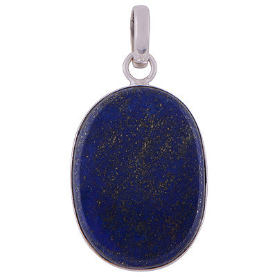Gorgeous Plain Seated Lapis Oval Shape 925 Sterling Solid Silver Pendant - R101280-56