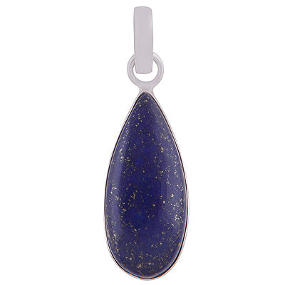 Gorgeous Plain Seated Lapis Pear Shape 925 Sterling Solid Silver Pendant - R101280-58
