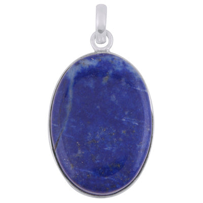 Gorgeous Plain Seated Lapis Oval Shape 925 Sterling Solid Silver Pendant - R101280-68