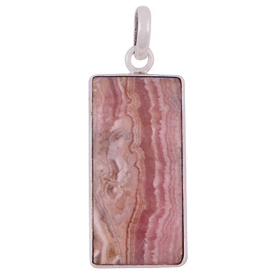 Stunning Plain Rhodochrosite Rectangle Shape 925 Sterling Solid Silver Pendant - R101284-96