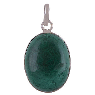 Alluring Pattern on Malachite Oval Shape 925 Sterling Solid Silver Pendant - R101286-118