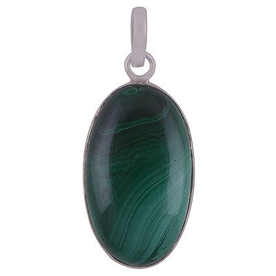 Alluring Pattern on Malachite Oval Shape 925 Sterling Solid Silver Pendant - R101286-119
