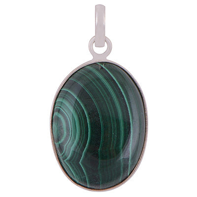 Alluring Pattern on Malachite Oval Shape 925 Sterling Solid Silver Pendant - R101286-127