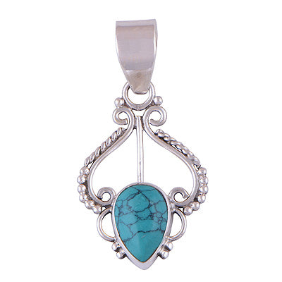 Turquoise 925 Sterling Silver Pendant - R101290-8