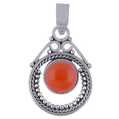 Gorgeous Twisted Wire Work Around Carnelian Round Shape 925 Sterling Solid Silver Pendant - R101296-27