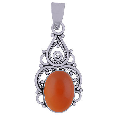 Alluring Twisted Wire Work Around Carnelian Oval Shape 925 Sterling Solid Silver Pendants - R101315-33