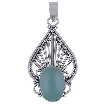Aqua Chalcedony 925 Sterling Silver Pendant - R101318-31