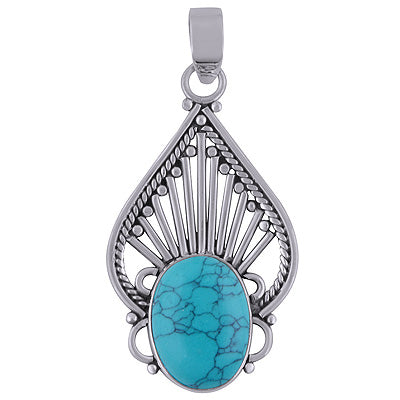 Turquoise 925 Sterling Silver Pendant - R101318-8