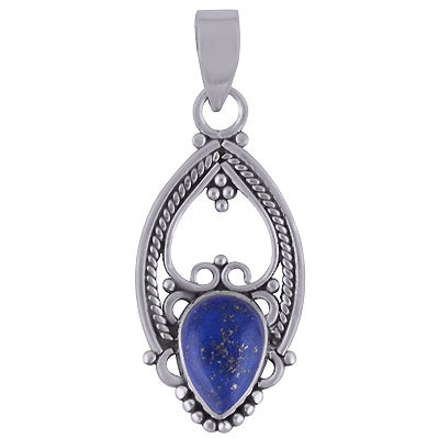 Gorgeous Wire , Rawa Work Around Lapis Pear Shape 925 Sterling Solid Silver Pendant - R101319-31