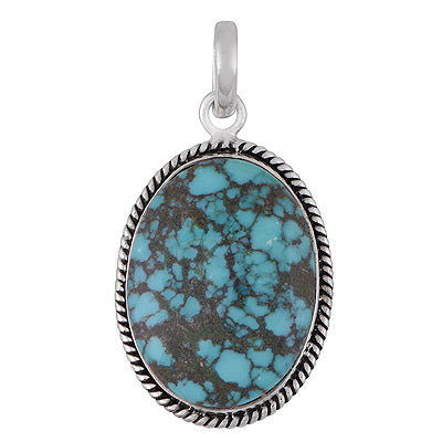 Gorgeous Twisted Wire Work Around Turquoise Oval Shape 925 Sterling Solid Silver Pendant - R101335-91