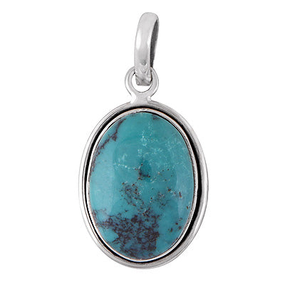 Beautiful Gemstone Turquoise Oval Shape 925 Sterling Solid Silver Pendant - R101336-119