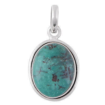 Beautiful Gemstone Turquoise Oval Shape 925 Sterling Solid Silver Pendant - R101336-120