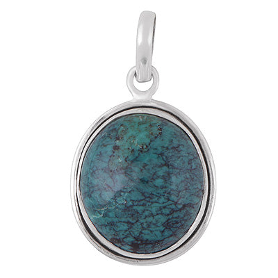 Beautiful Gemstone Turquoise Oval Shape 925 Sterling Solid Silver Pendant - R101336-123