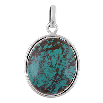 Beautiful Gemstone Turquoise Oval Shape 925 Sterling Solid Silver Pendant - R101336-131