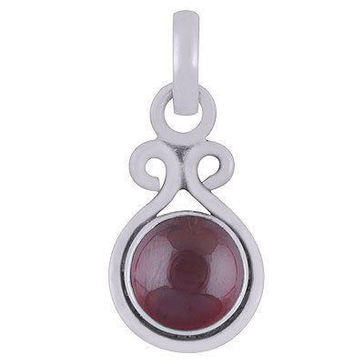 Beautiful Handcrafted Garnet Round Shape 925 Sterling Solid Silver Pendant - R101365-19