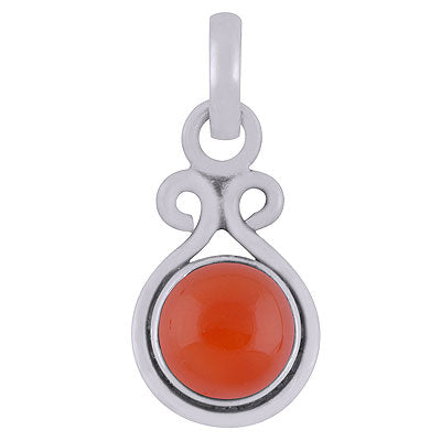 Beautiful Handcrafted Carnelian Round Shape 925 Sterling Solid Silver Pendant - R101365-26