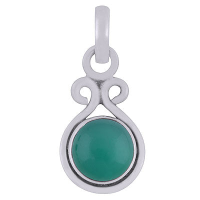 Beautiful Handcrafted Green Onyx Round Shape 925 Sterling Solid Silver Pendant - R101365-27