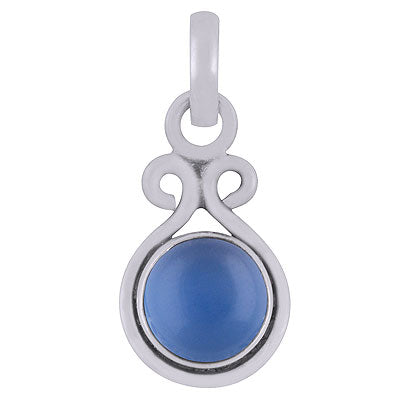 Beautiful Handcrafted Blue Chalcedony Round Shape 925 Sterling Solid Silver Pendant - R101365-32