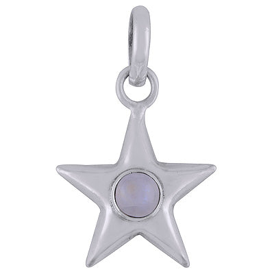 Beautifully handcrafted Star Around Rainbow Moonstone Round Shape 925 Sterling Solid Silver Pendant - R101366-23