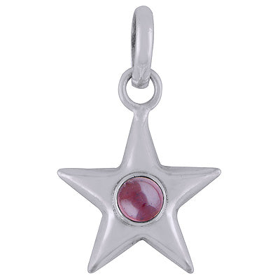 Beautifully handcrafted Star Around Garnet Round Shape 925 Sterling Solid Silver Pendant - R101366-33