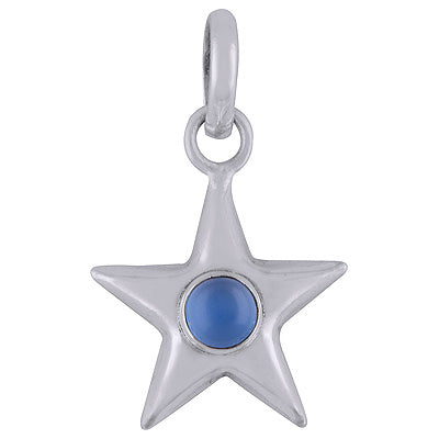 Beautifully handcrafted Star Around Blue Chalcedony Round Shape 925 Sterling Solid Silver Pendant - R101366-53