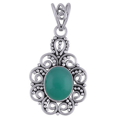 Green Onyx 925 Sterling Silver Pendant - R101405-80