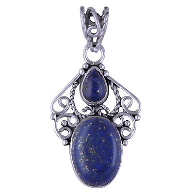 Gorgeous Handwork Around Lapis Pear,Oval Shape 925 Sterling Solid Silver Pendant - R101414-14