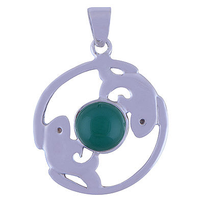 Green Onyx 925 Sterling Silver Pendant - R101422-12