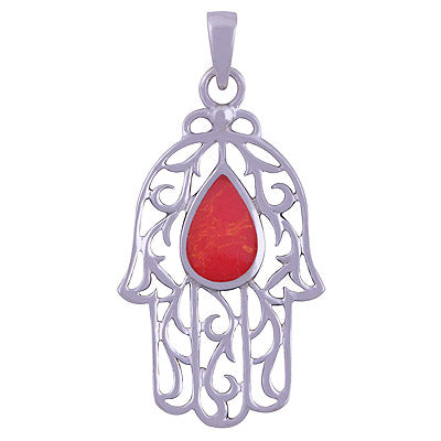 Coral 925 Sterling Silver Pendant - R101426-10