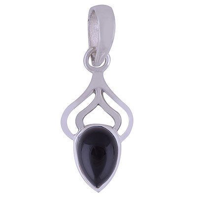 Beautifully Designed Black Onyx Pear Shape 925 Sterling Solid Silver Pendant - R101486-11