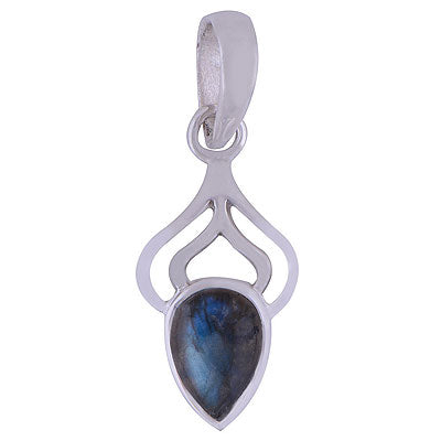 Beautifully Designed Labradorite Pear Shape 925 Sterling Solid Silver Pendant - R101486-5