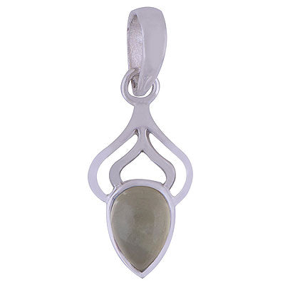 Beautifully Designed Prehnite Pear Shape 925 Sterling Solid Silver Pendant - R101486-7