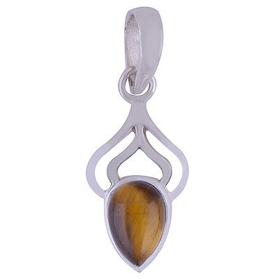 Beautifully Designed Tiger's Eye Pear Shape 925 Sterling Solid Silver Pendant - R101486-8