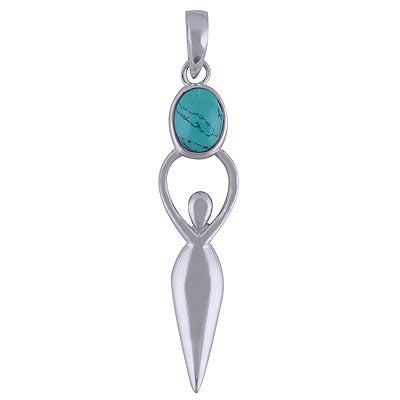 Stunning Human Motif Charm Around Turquoise Oval Shape 925 Sterling Solid Silver Pendant - R101498-4