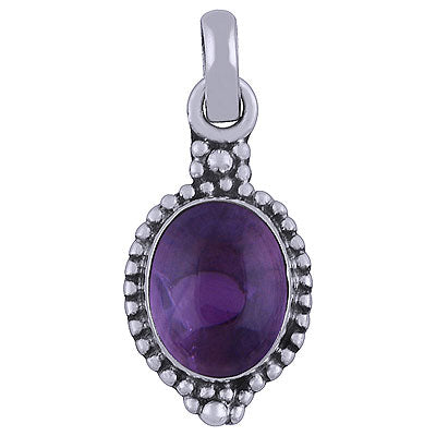 Alluring Rawa Work Around Amethyst Oval Shape 925 Sterling Solid Silver Pendant - R101511-1