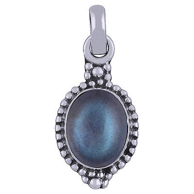 Alluring Rawa Work Around Labradorite Oval Shape 925 Sterling Solid Silver Pendant - R101511-20