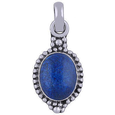 Alluring Rawa Work Around Lapis Oval Shape 925 Sterling Solid Silver Pendant - R101511-28