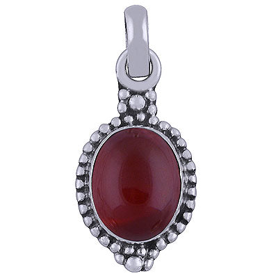 Alluring Rawa Work Around Carnelian Oval Shape 925 Sterling Solid Silver Pendant - R101511-34