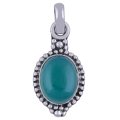 Alluring Rawa Work Around Green Onyx Oval Shape 925 Sterling Solid Silver Pendant - R101511-39