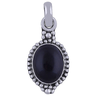 Alluring Rawa Work Around Black Onyx Oval Shape 925 Sterling Solid Silver Pendant - R101511-56