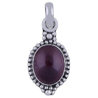Alluring Rawa Work Around Garnet Oval Shape 925 Sterling Solid Silver Pendant - R101511-8
